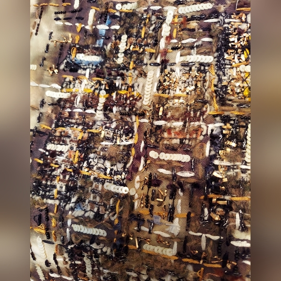 *$4,300 OSCAR DE LA RENTA GOLDEN BROWN SILK WOOL EXC BEAD EMBROI RUNWAY DRESS 10 - Picture 8 of 16